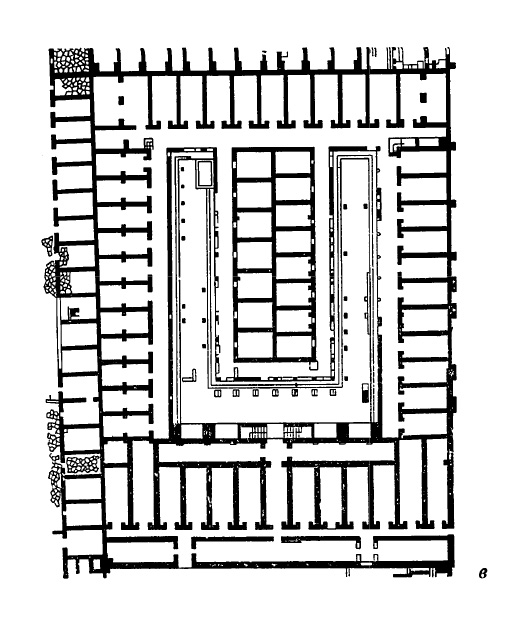 Архитектура Древнего Рима. Основные типы торговых сооружений империи: в — рынок-склад в Остии (план)