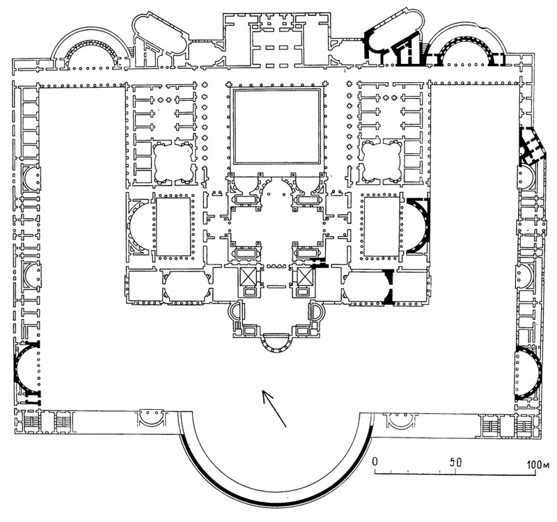 Архитектура Древнего Рима. Рим. Термы Траяна, 110 г. н.э. План