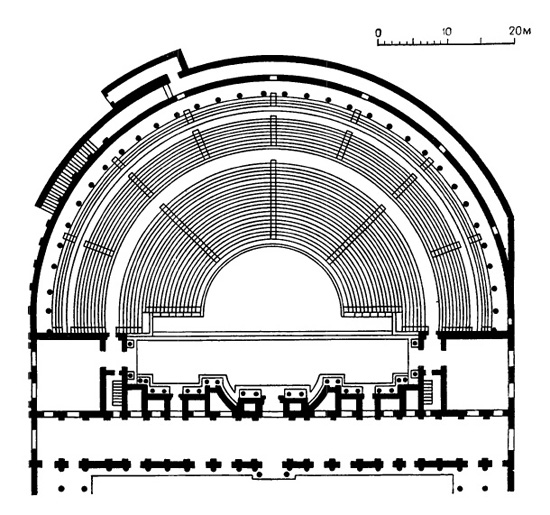 Архитектура Древнего Рима. Араузио (Оранж, Галлия, Театр, I в. н.э. План