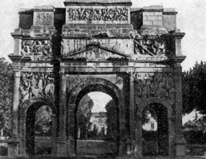 Архитектура Древнего Рима. Араузио (Оранж). Триумфальная арка эпохи Августа