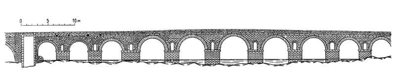 Архитектура Древнего Рима. Августа Эмерита (Мерида, Испания). Мост, II в. н.э. Общий вид