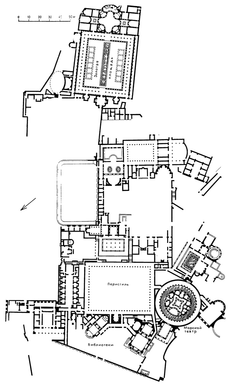Архитектура Древнего Рима. Тибур. Вилла Адриана, 118—138 гг. н.э. План главной части