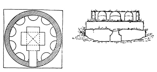 Архитектура Древнего Рима. Рим. Гробница Присциллы на Аппиевой дороге. План, фасад